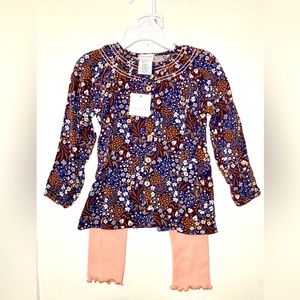 TAHARI LONG TOP AND TIGHTS SET PRIMARY COLORS BLUE AND PEACH/PINK SIZE 24 Mnths